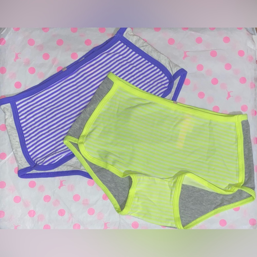 2 Victoria’s Secret PINK Boyshorts panties bundle Pink cotton panties striped